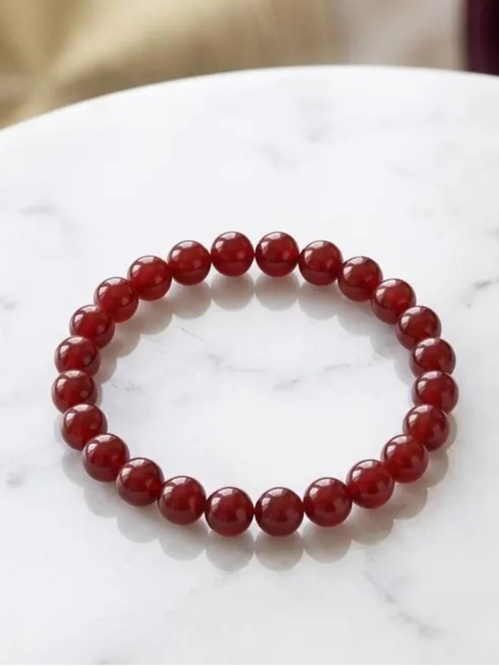 Natural garnet gemstone Stretch Bracelet 6"